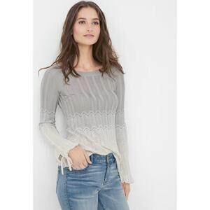 WHBM Ombre Knit Sweater in Heather Grey, White and Metalic Silver Size Small